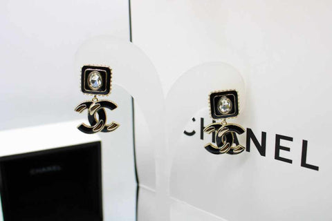 Ch Enamel Earrings With CC Logo