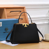 TB Black Leather Eleanor Handbag