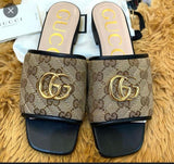 GG Logo Canvas Sandals For Women