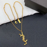 YSL Logo Vintage Yves Pendant Necklace Set