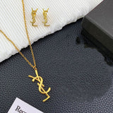 YSL Logo Vintage Yves Pendant Necklace Set