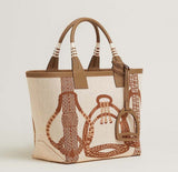 𝐇 Steeple Bag In Canvas & Calfskin Leather