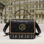 Carolina Herrera Monogram Canvas & Leather Shoulder Bag