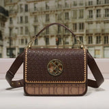 Carolina Herrera Monogram Canvas & Leather Shoulder Bag