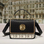 Carolina Herrera Monogram Canvas & Leather Shoulder Bag