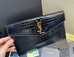 YSL Uptown Pouch In Crocodile Leather