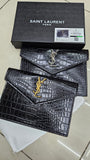 YSL Uptown Pouch In Crocodile Leather