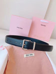 Black Leather Belt By Miu Miu