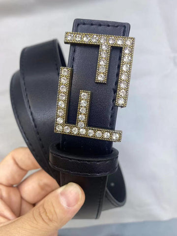 Crystal Embellished Logo Belt By Fendi