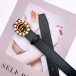 GG Marmont Pearl Embellished Buckle Belt By Gucci