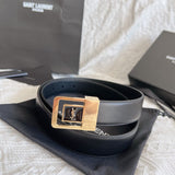 YSL Logo Black Leather Belt By YSL