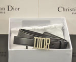 Black Leather Belt In Gold-Tone With Dior Logo